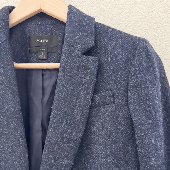 J. Crew Alfie Blazer Navy English Wool Herringbone Classic Preppy Academia 2 - Picture 8 of 16